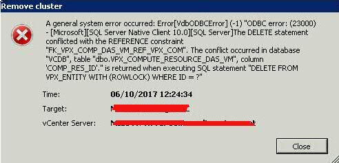 Delete Cluster Object-Error